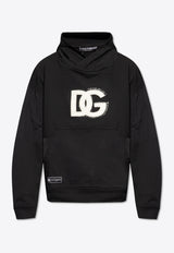 Dolce 
Gabbana DG Logo Patch Hooded Sweatshirt Black G9ARGZ G7L3P-N0000