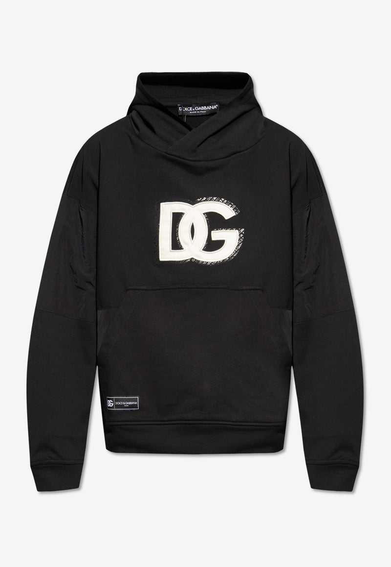 Dolce 
Gabbana DG Logo Patch Hooded Sweatshirt Black G9ARGZ G7L3P-N0000