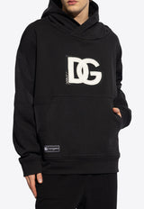 Dolce 
Gabbana DG Logo Patch Hooded Sweatshirt Black G9ARGZ G7L3P-N0000