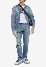 Dolce 
Gabbana Straight-Leg Faded Ripped Jeans Blue GP02XD G8KO4-S9001