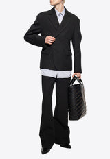 Off-White Wide-Leg Wool Tailored Pants Black OMCO024F23 FAB004-1010