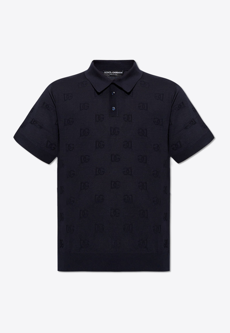 Dolce 
Gabbana DG Monogram Jacquard Polo T-shirt Navy GXZ15T JAST6-B1622