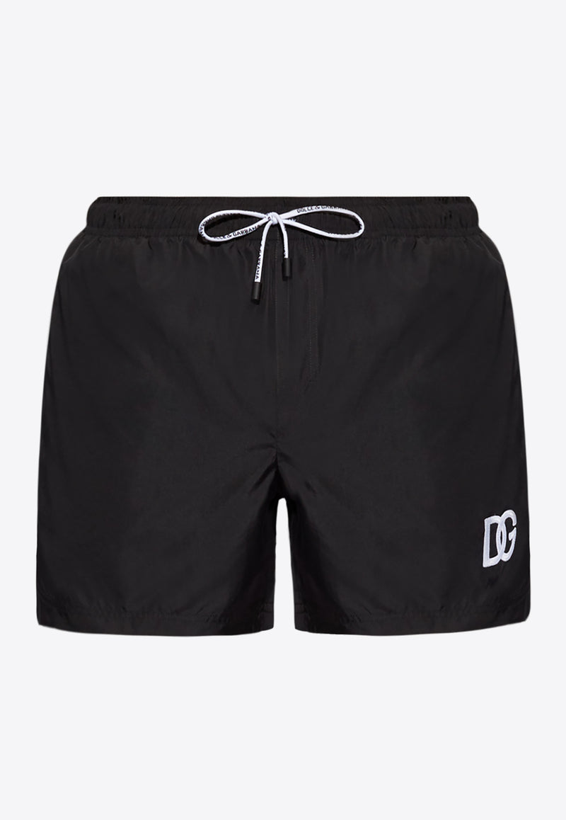 Dolce 
Gabbana Embroidered DG Swim Shorts Black KĄPIELOWE M4F29T FUSFW-N0000