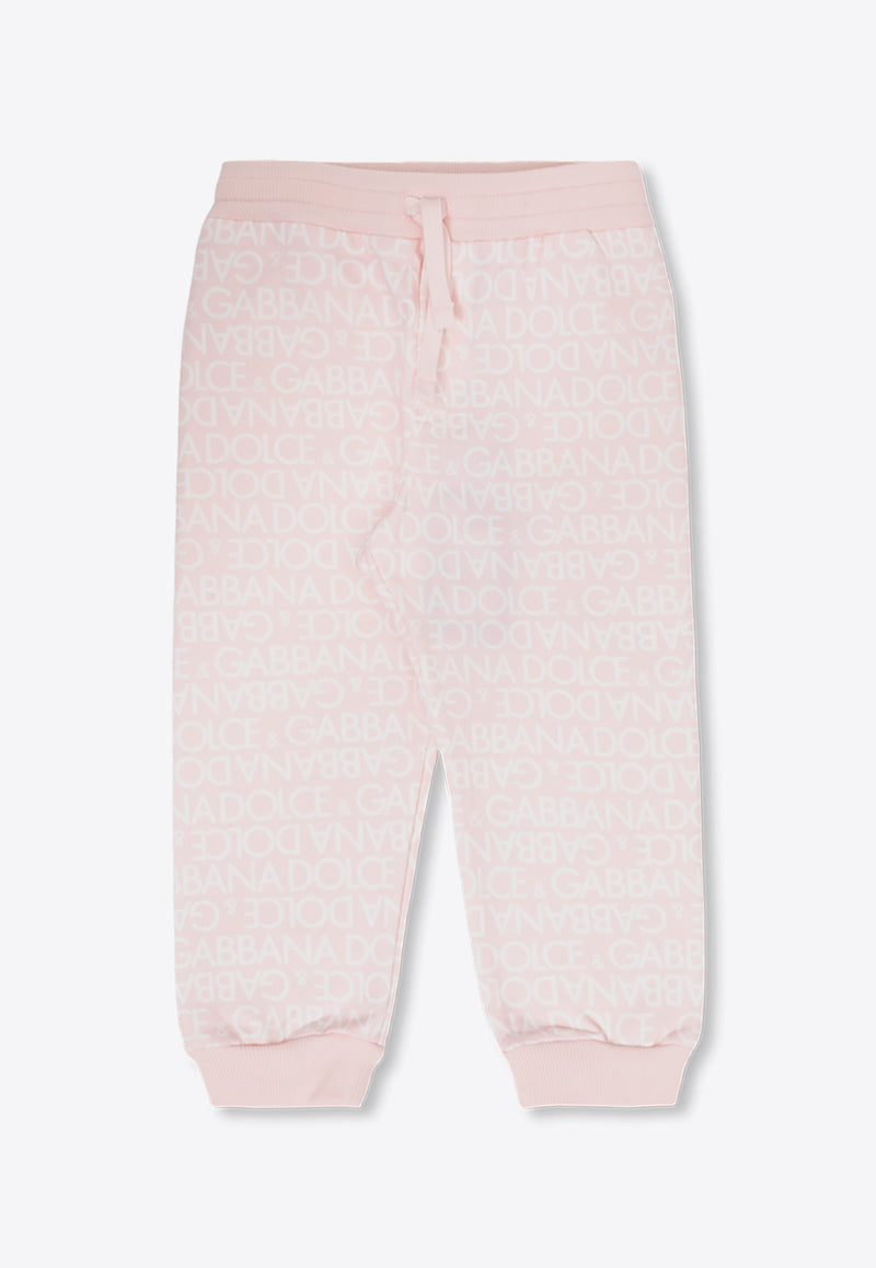 Dolce 
Gabbana Kids Baby Girls All-Over Logo Track Pants Pink L1JPIB G7KR1-HFXCA