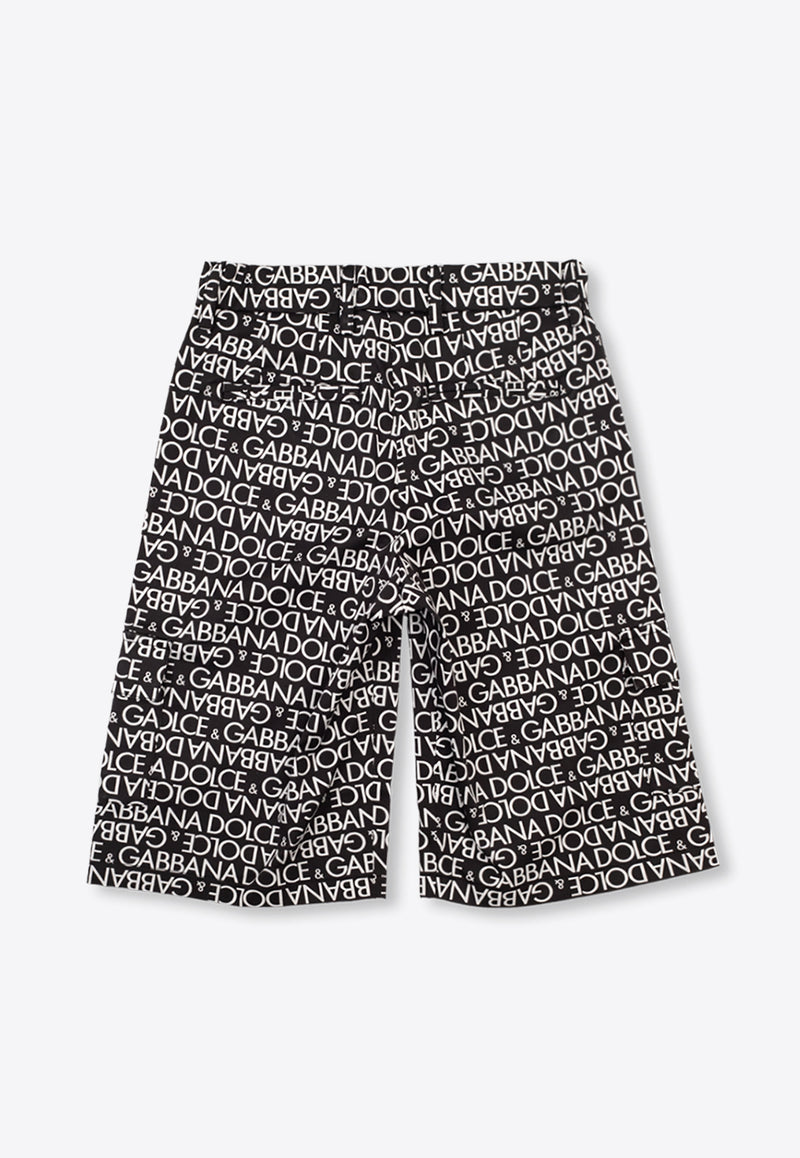 Dolce 
Gabbana Kids Boys All-Over Logo Cargo Shorts Black L43Q24 FSFM0-HNXCW