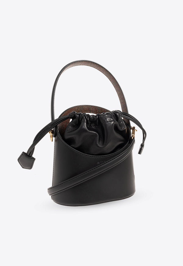 Etro Small Saturno Calf Leather Bucket Bag Black WP1E0001 AU021-N0000