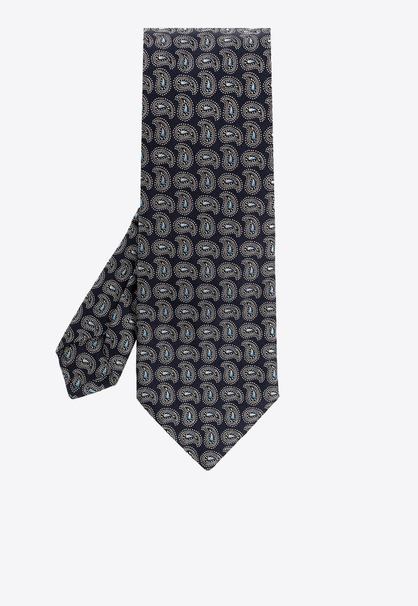 Etro Paisley Print Silk Tie Navy MASA0001 AS159-S9883