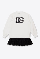 Dolce 
Gabbana Kids Girls Laced DG Logo Mini Dress White L5JD8H G7L3V-S9000