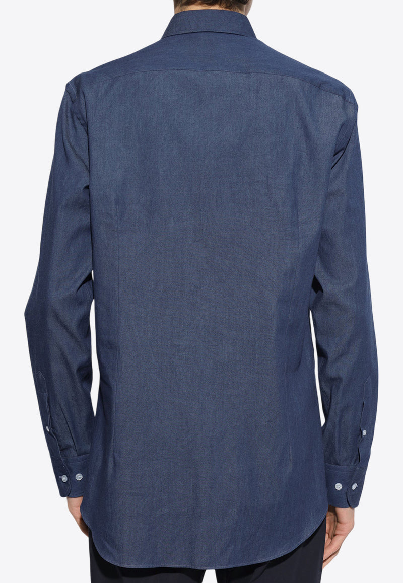 Etro Logo Embroidered Long-Sleeved Shirt Navy MRIB0004 99SA531-X0883