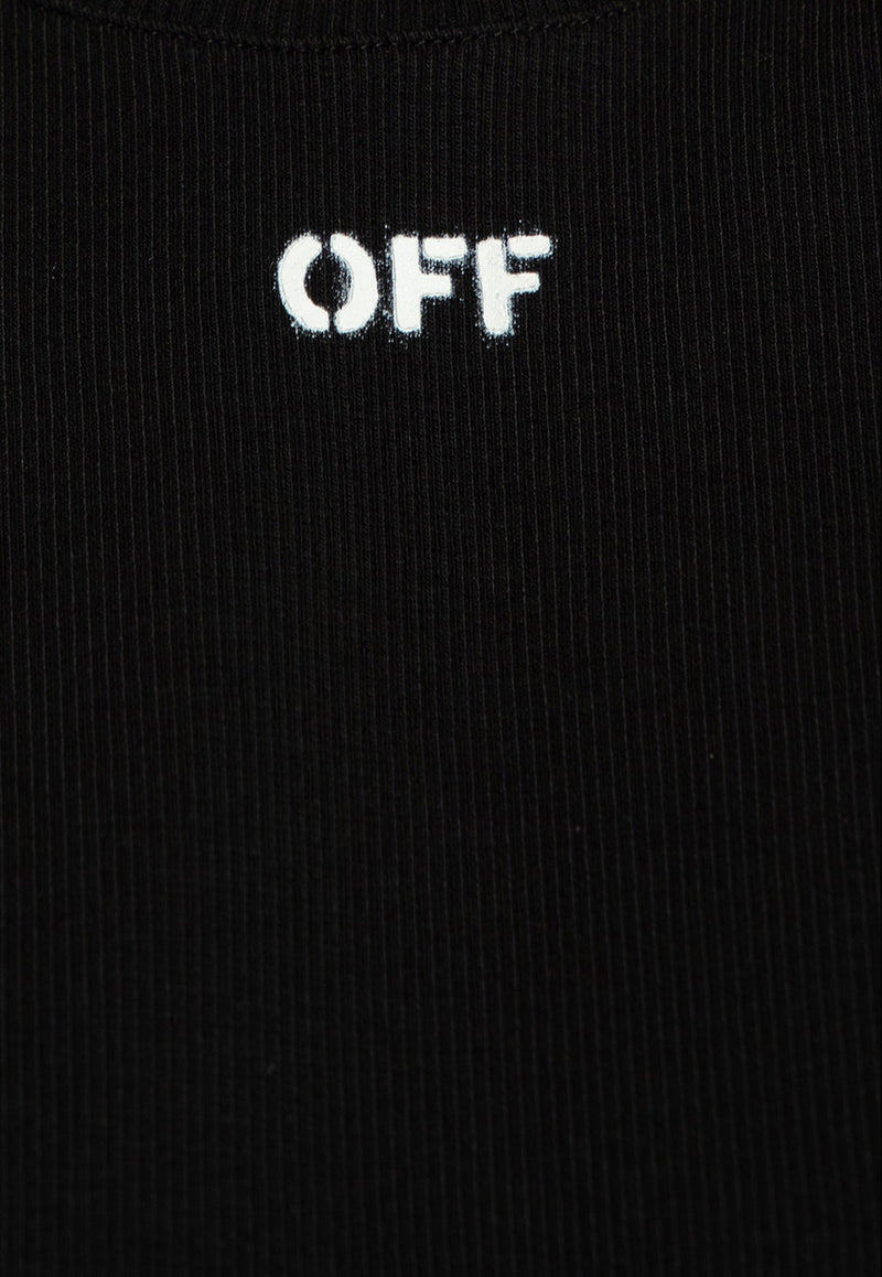 Off-White Logo Stamped Cropped T-shirt Black OWAA081F23 JER001-1001