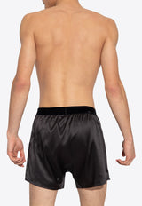 Tom Ford Logo Waistband Silk Boxer Shorts Black T4LE41010 0-202