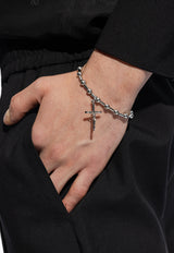 Dolce 
Gabbana DNA Crucifix Beaded Bracelet Silver WBQ1D2 W1111-87655