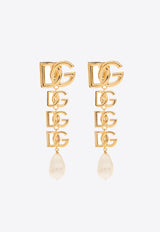 Dolce 
Gabbana DG Logo Pearl Earrings Gold WEN6P5 W1111-ZOO00