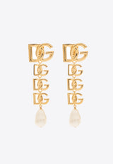 Dolce 
Gabbana DG Logo Pearl Earrings Gold WEN6P5 W1111-ZOO00