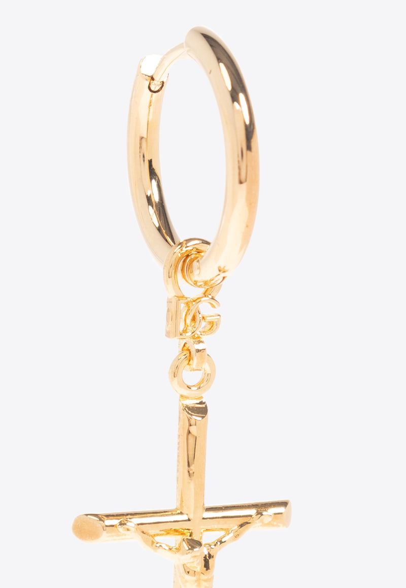 Dolce 
Gabbana Crucifix Single Hoop Earring Gold WEQ1D1 W1111-ZOO00