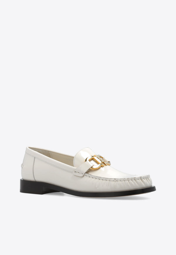 Salvatore Ferragamo Maryan Gancini Leather Loafers Cream 01H443 MARYAN 769303-MASCARPONE