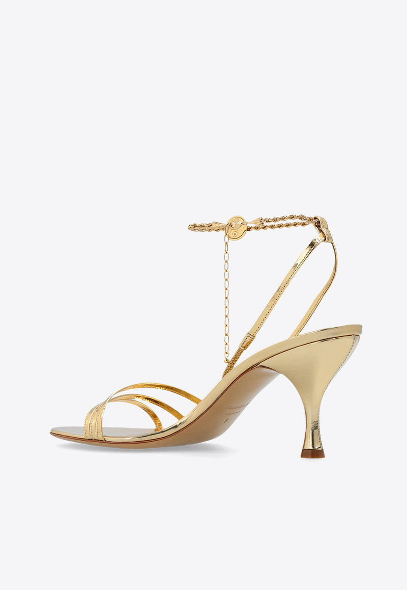 Salvatore Ferragamo Dennis 70 Metallic Leather Sandals Gold 01H441 DENISE 70 770563-GOLD LUX