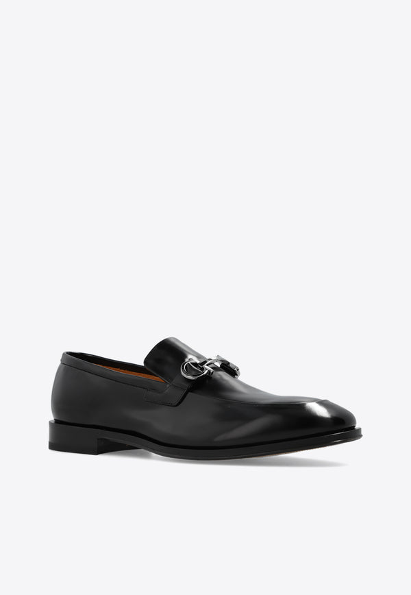 Salvatore Ferragamo Finley Gancini Leather Loafers Black 021666 FINLEY 763346-NERO