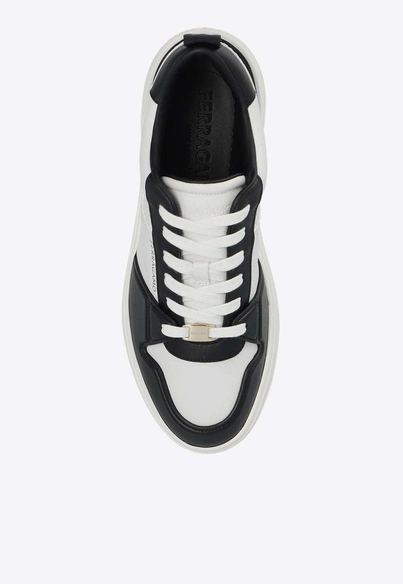 Salvatore Ferragamo Dennis Leather Sneakers White 022376 DENNIS 770882-NERO