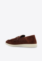 Salvatore Ferragamo Drame Gancini Suede Loafers Brown 021599 DRAME 771968-COCOA BROWN