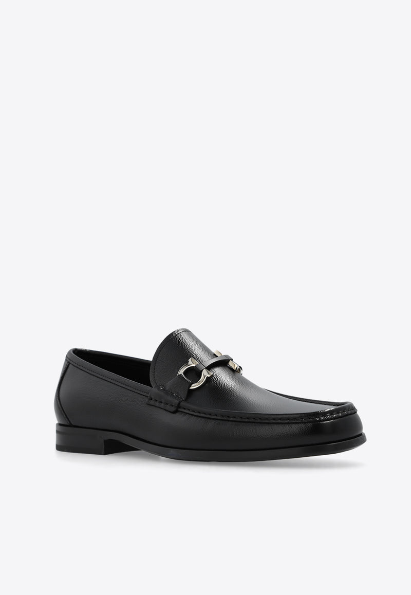 Salvatore Ferragamo Grandios Gancini Leather Loafers Black 029457 GRANDIOSO2 769880-NERO NERO