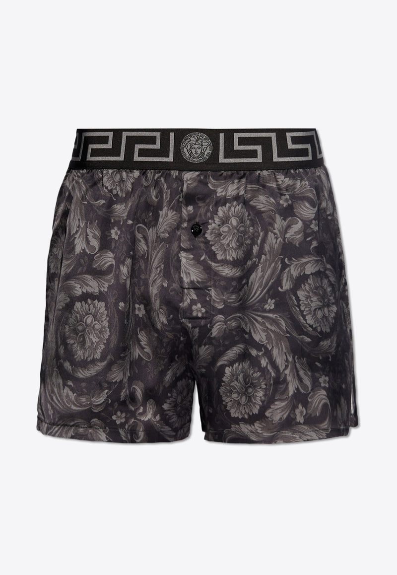 Versace Barocco Print Satin Shorts  Black 1000948 1A09263-5B050