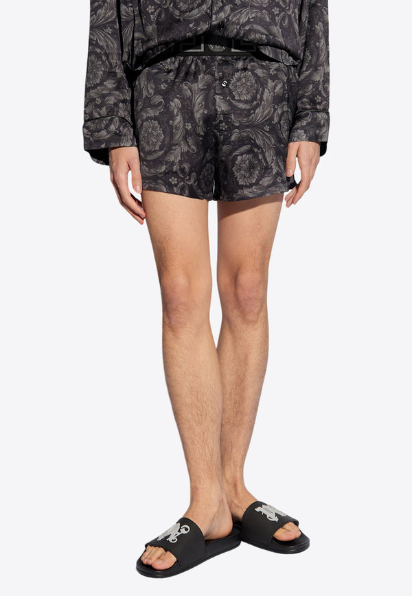 Versace Barocco Print Satin Shorts  Black 1000948 1A09263-5B050