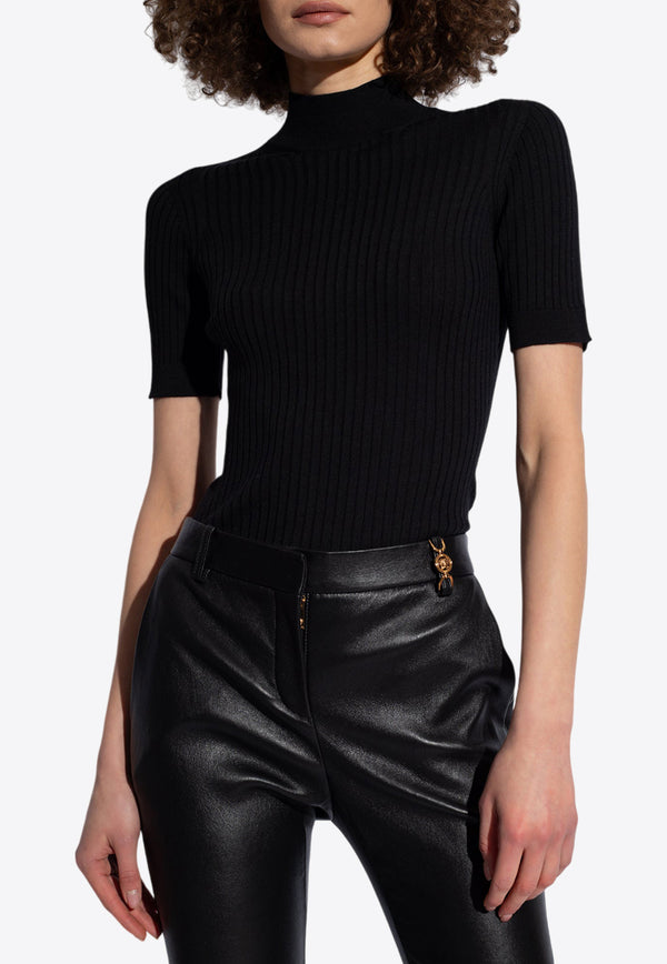 Versace High-Neck Wool Knit Top Black 1011345 1A10013-1B000