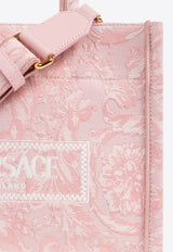 Versace Small Athena Barocco Jacquard Tote Bag Pink 1011564 1A09741-2PQ2V