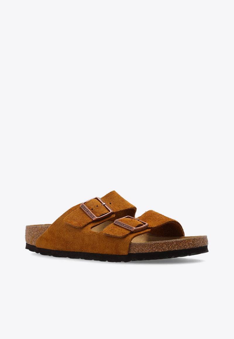 Birkenstock Arizona Double-Buckle Suede Slides Brown 1027082 0-MINK