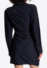 Jacquemus Bahia Draped Mini Shirt Dress Navy 213DR009 1020-390