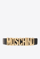 Moschino Logo Lettering Leather Belt Black 2417 A8024 8024-3555