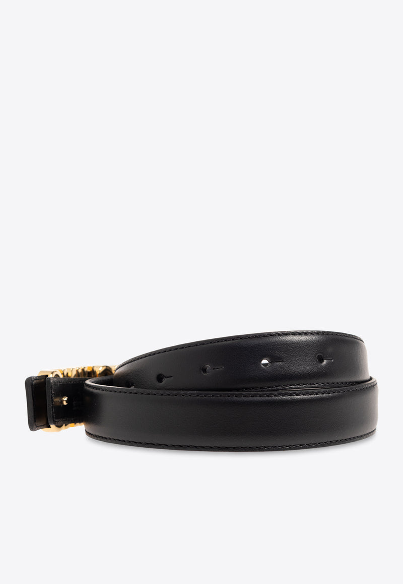 Moschino Logo Lettering Leather Belt Black 2417 A8024 8024-3555