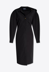 Jacquemus Asymmetric Shirt Dress Black 241DR124 1519-990