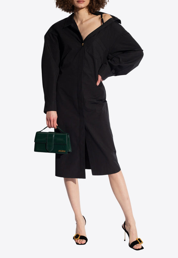 Jacquemus Asymmetric Shirt Dress Black 241DR124 1519-990