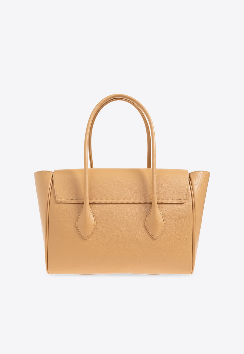 Salvatore Ferragamo Large East-West Calf Leather Tote Bag Beige 218343 CLASSIC M 770538-LIGHT CAMEL