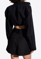 Jacquemus Bahia Long-Sleeved Cropped Shirt Black 233SH042 1452-990