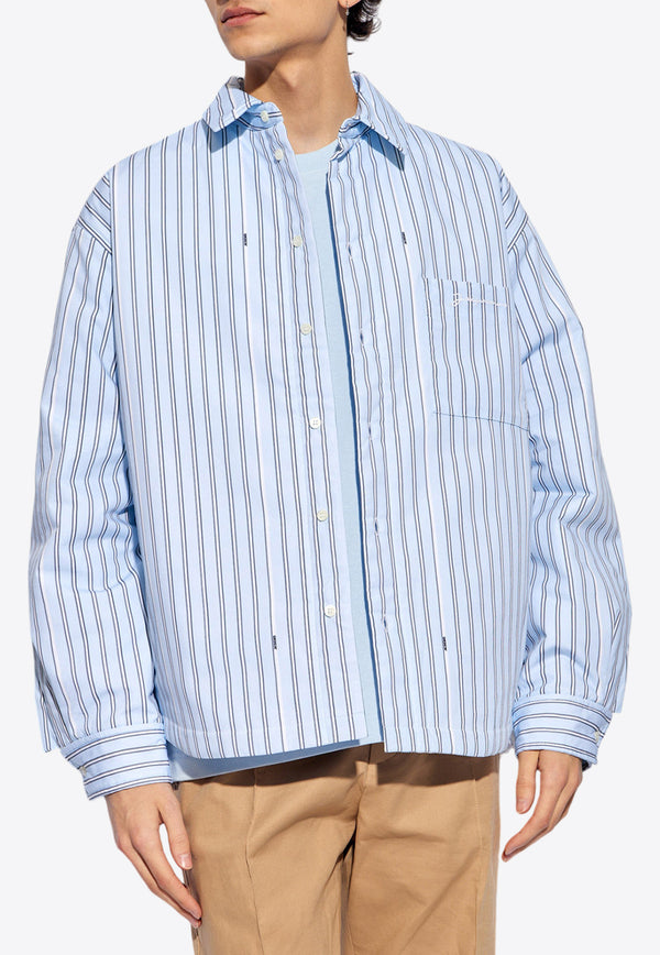 Jacquemus Boulanger Striped Long-Sleeved Shirt Blue 236SH105 1140-3FE