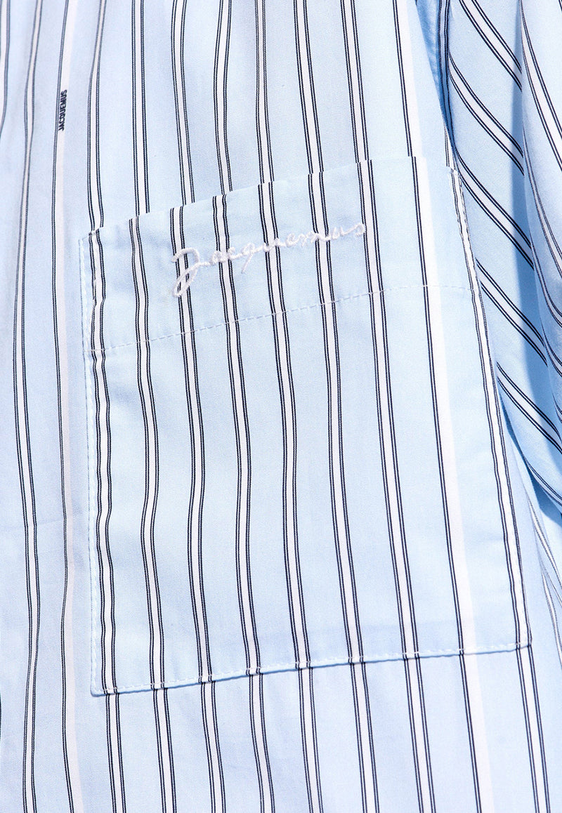 Jacquemus Boulanger Striped Long-Sleeved Shirt Blue 236SH105 1140-3FE