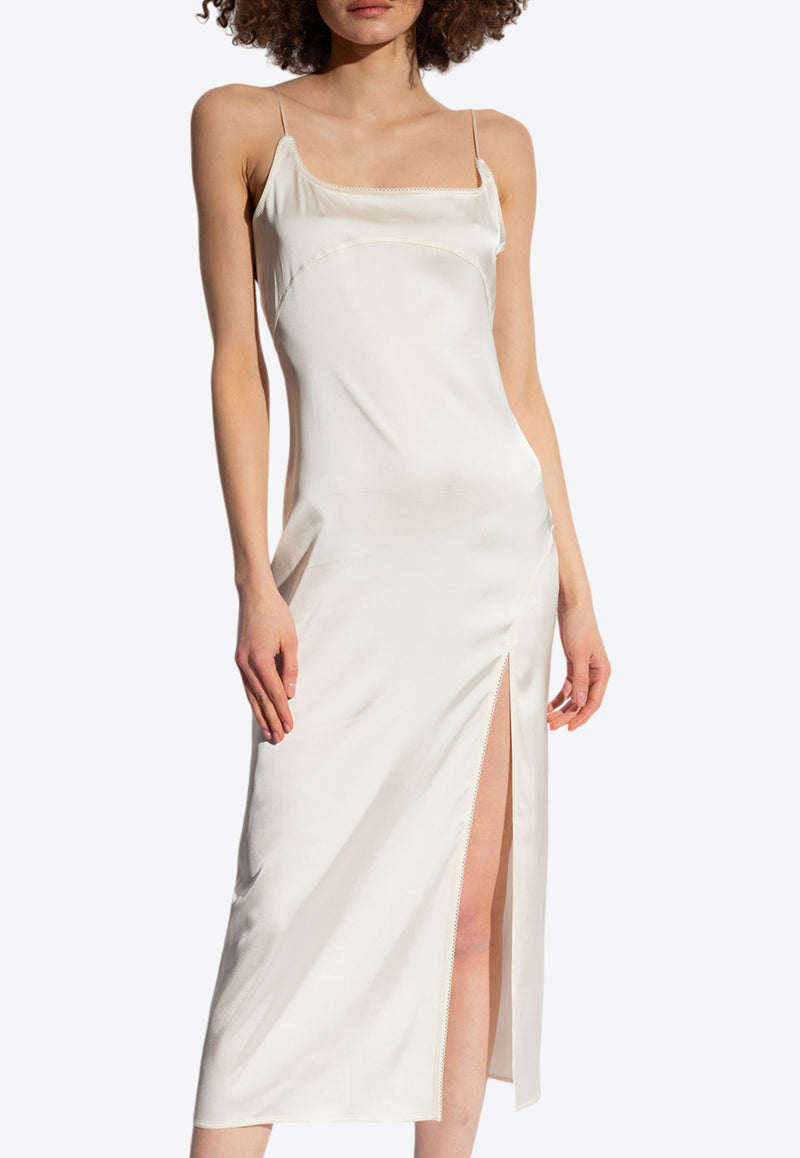 Jacquemus Notte Slip Satin Midi Dress White 241DR100 1000-110