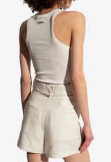 Jacquemus The Grosgrain Sleeveless Bodysuit Cream 241JS159 2032-100