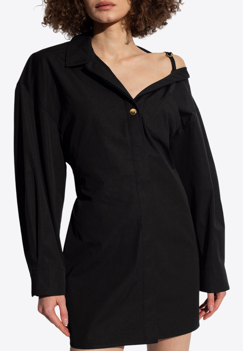 Jacquemus Asymmetric Mini Shirt Dress Black 241DR094 1519-990