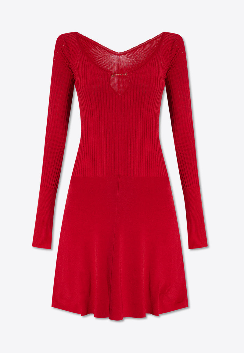 Jacquemus Pralu Ribbed Mini Flared Dress Red 241KN356 2358-480