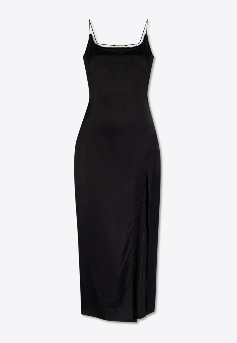 Jacquemus Notte Slip Satin Midi Dress Black 241DR100 1000-990