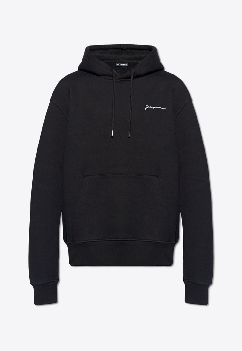 Jacquemus Embroidered Logo Drawstring Hoodie Black 245JS310 2120 M-990