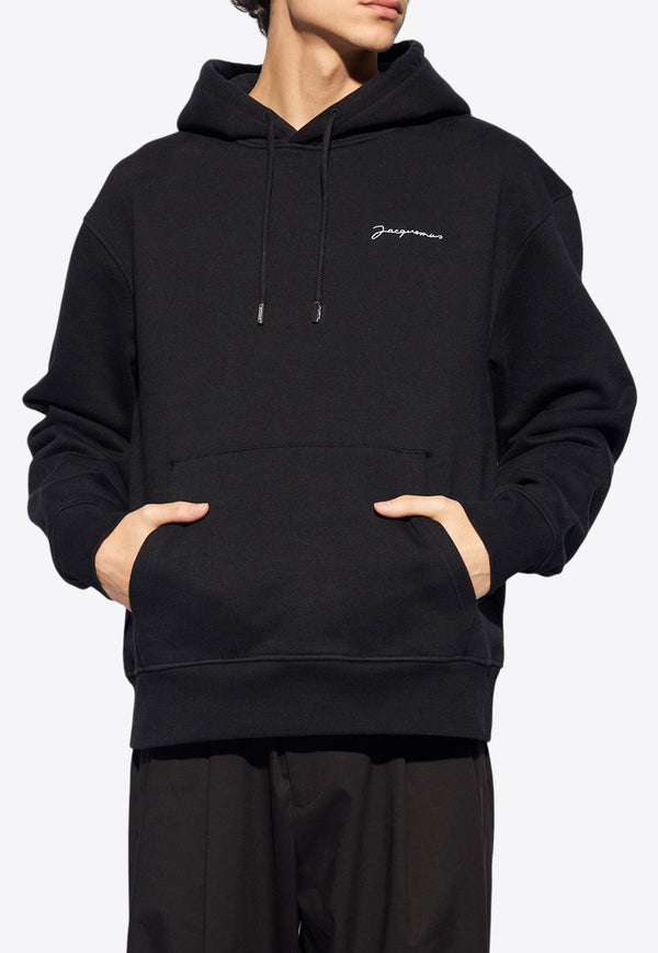 Jacquemus Embroidered Logo Drawstring Hoodie Black 245JS310 2120 M-990