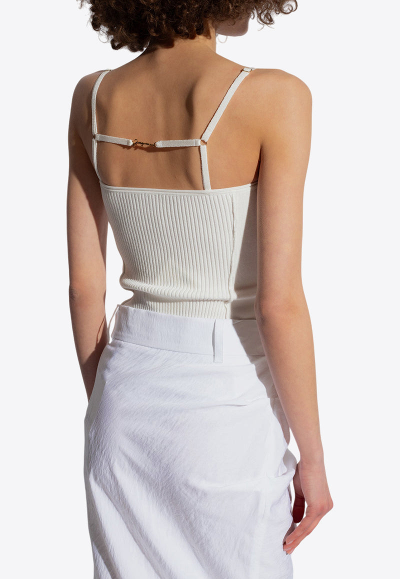 Jacquemus Sierra Ribbed Knit Sleeveless Top White 241KN354 2355-110