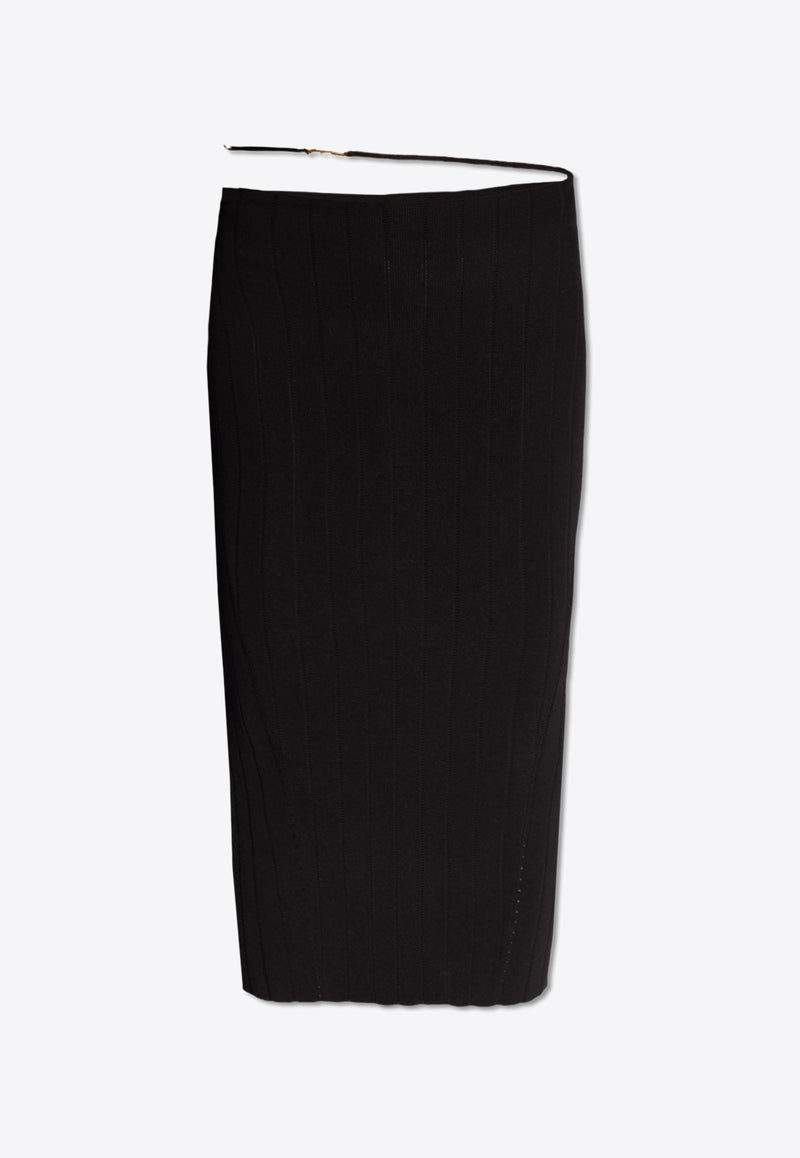 Jacquemus Pralu Ribbed Midi Skirt Black 241KN362 2358-990