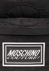 Moschino Logo Patch Quilted Backpack Black 241Z2 A7613 8227-1555