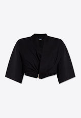 Jacquemus Le Bahia Twisted Cropped T-shirt Black 241TO076 2003-990